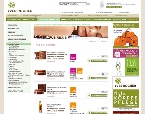 Yves Rocher - Kategorie-Seite