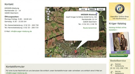 Kontaktinformationen bei krüger-kleidung.de