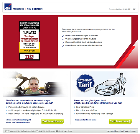 KFZ-Versicherung Landingpage AXA