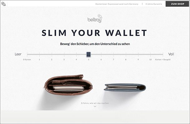 Die Darstellung macht den Vorteil von Bellroy Portmonees greifbar.
