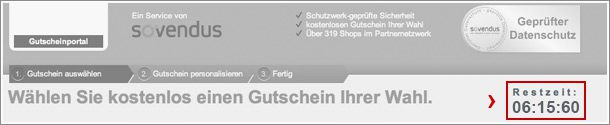 Sovendus nutzt zeitliche Verknappung für sein Angebot
