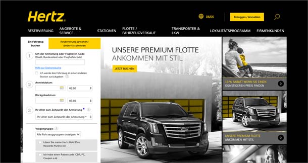 Hertz verklagt Accenture: Deutsche Website 2019