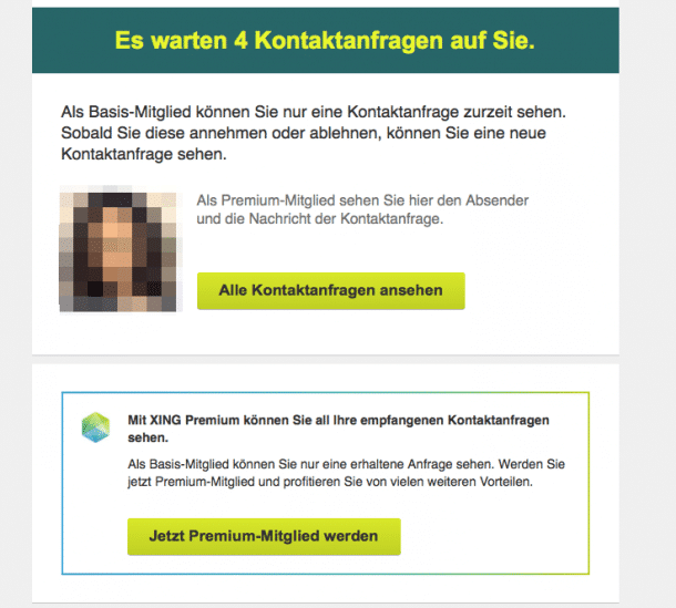 Unlocking durch Premium Account bei Xing